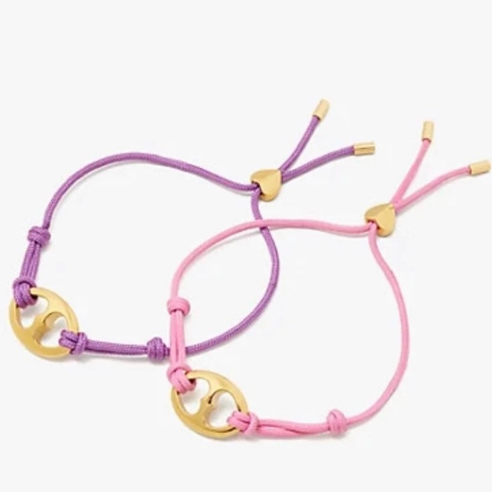 $58 Kate Spade Duo Link Heart Link Cord Toggle Bracelet set of 2